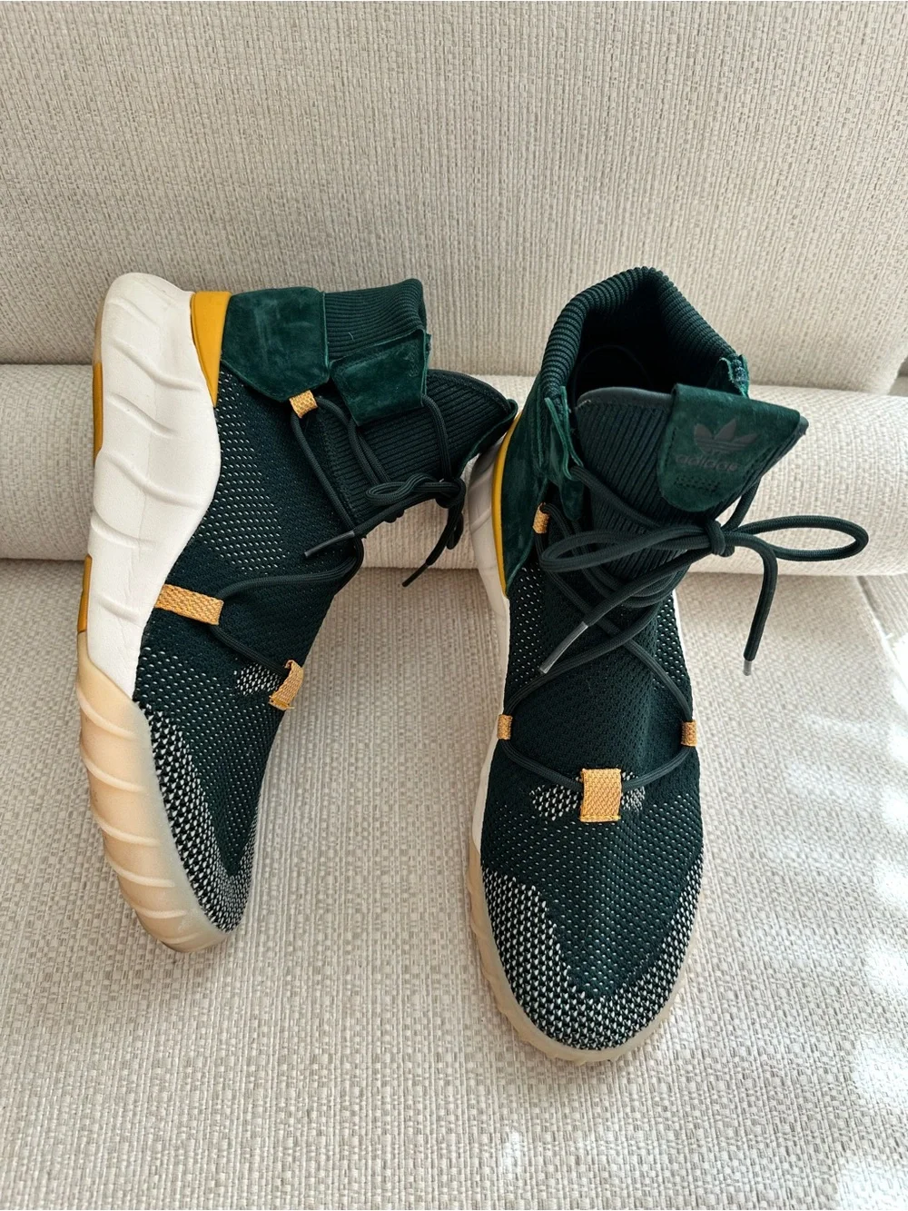 Adidas Tubular x 2.0 Green High Primeknit Athletic Shoes Sneakers Men's 10,5